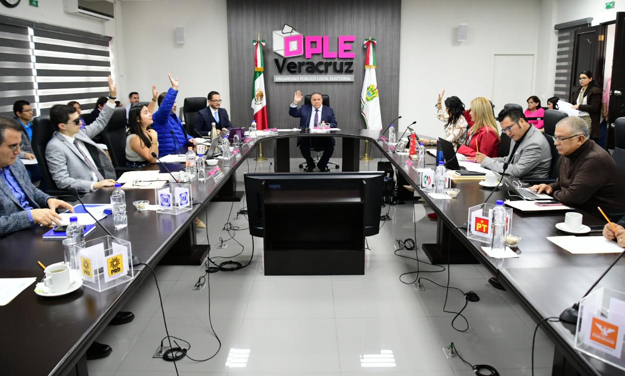 Consejo General del OPLE Veracruz aprueba límites de financiamiento  privado para los partidos políticos