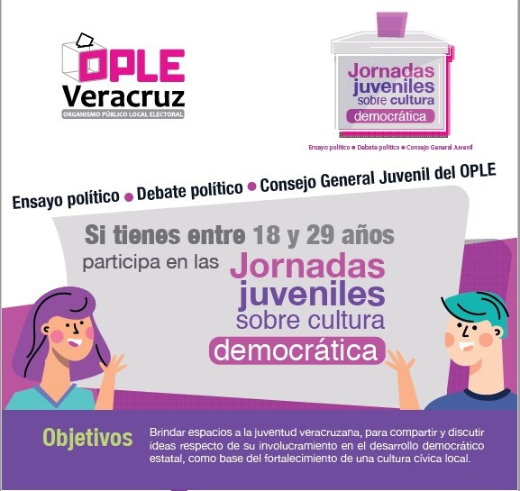 El OPLE Veracruz invita a participar en las “Jornadas juveniles sobre cultura democrática”