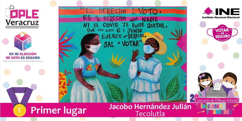 El OPLE Veracruz premia a ganadores del 2do. Concurso Estatal de Dibujo Infantil: “Elecciones y Pandemia”