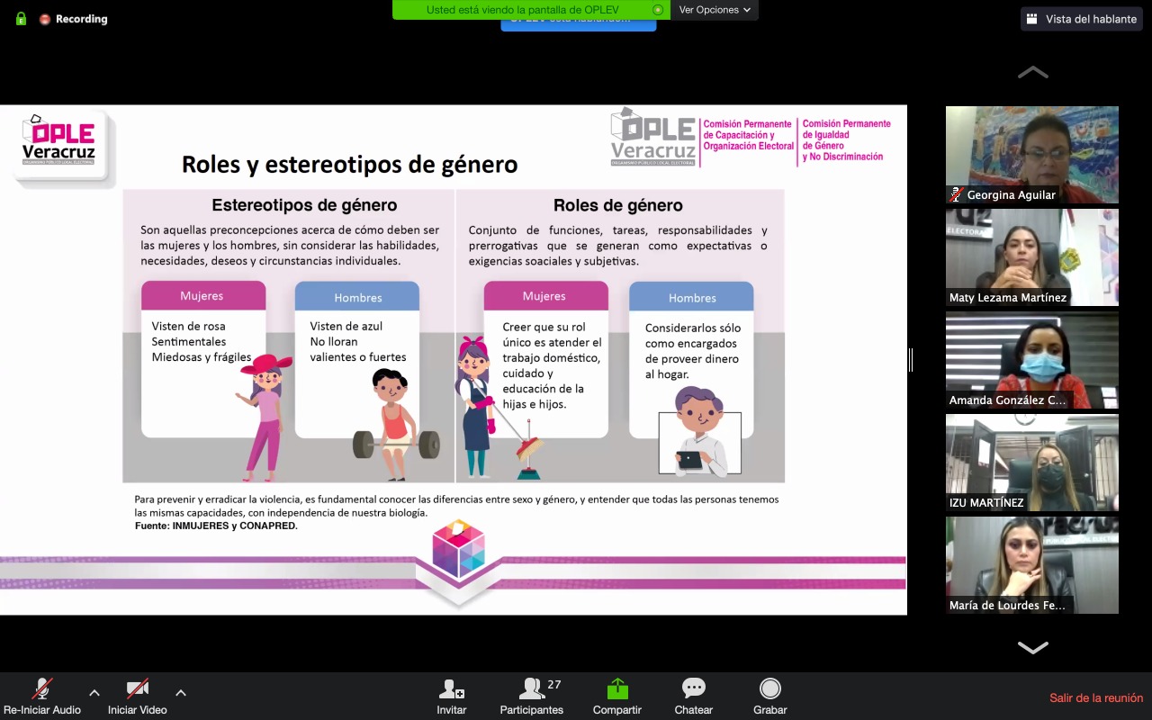 OPLE Veracruz imparte la capacitación en materia de Violencia Política contra las Mujeres en Razón de Género a Diputadas Electas