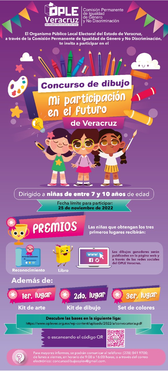 El OPLE Veracruz invita a las niñas a formar parte del Concurso de Dibujo “Mi participación en el futuro de Veracruz”