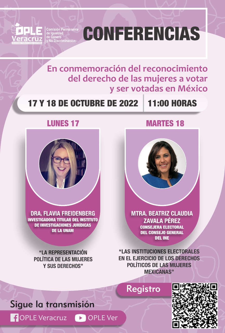 El OPLE Veracruz conmemorará el reconocimiento del derecho de las mujeres a votar en México con dos conferencias virtuales