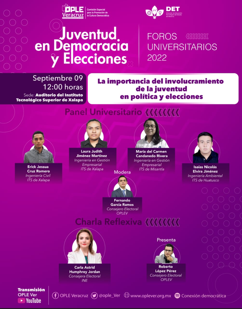 Iniciarán Foros Universitarios “Juventud en Democracia y Elecciones”